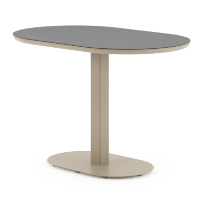Teramo tuintafel bombo in beige aluminium en volkeramiek Basalt Black - L 110 x B 70 x H 73.7 cm