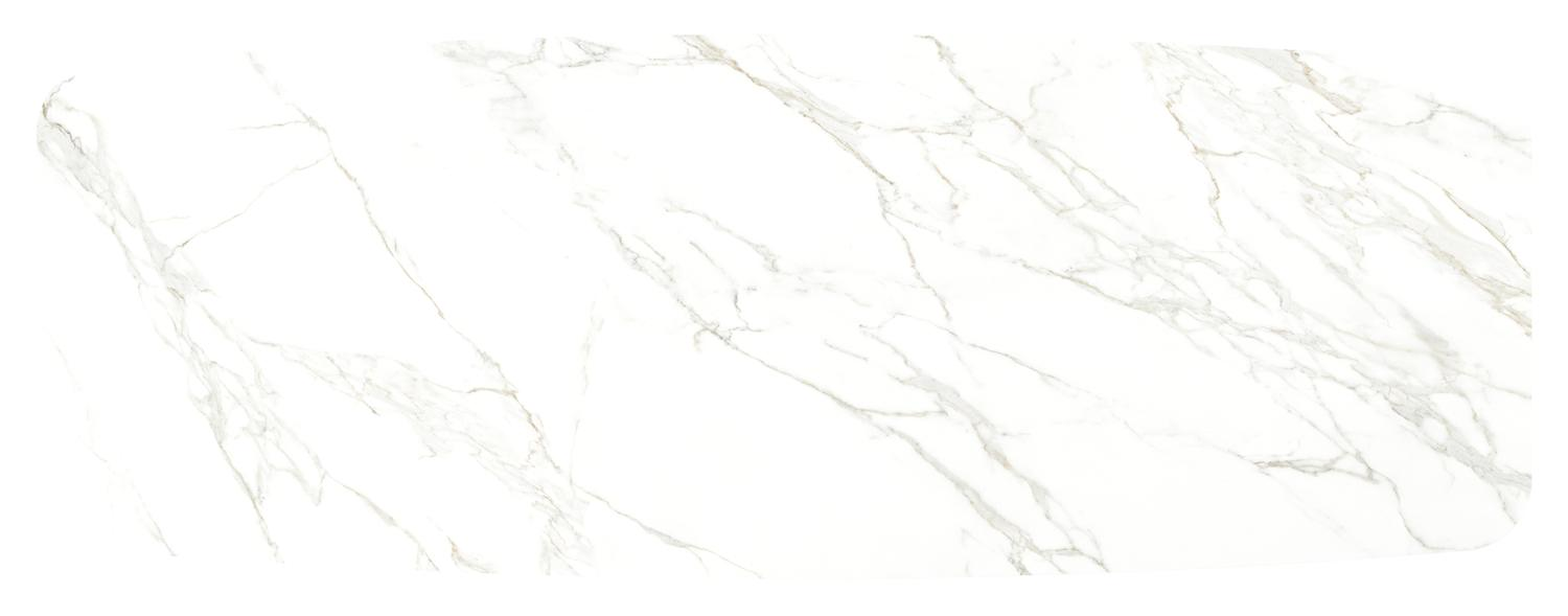 Orso tuintafel bootvorm in beige aluminium en volkeramiek Calacatta - L 315 x B 115 x H 74.5 cm