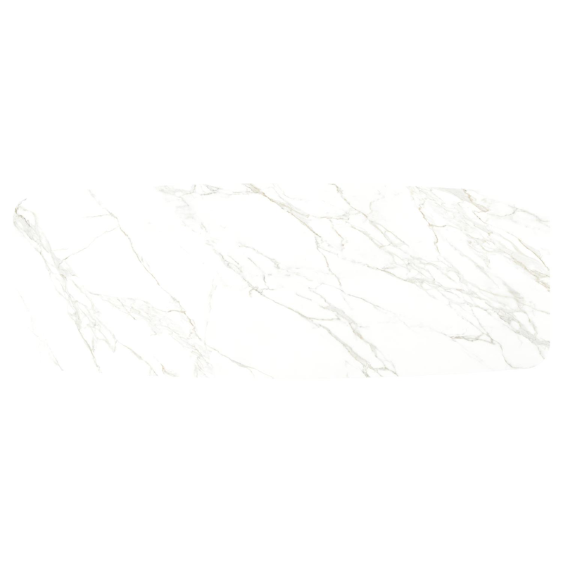 Orso tuintafel bootvorm in beige aluminium en volkeramiek Calacatta - L 315 x B 115 x H 74.5 cm