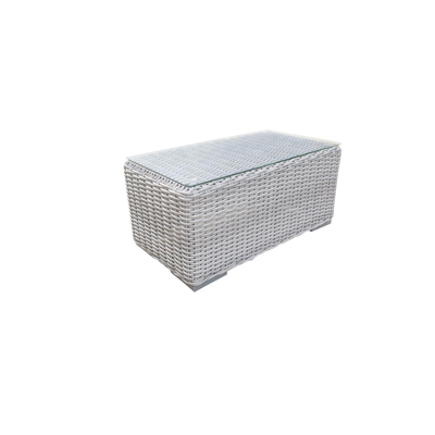 CANNA table d'appoint alu/résine tres. demi-ronde 7mm blanc-gris avec verre