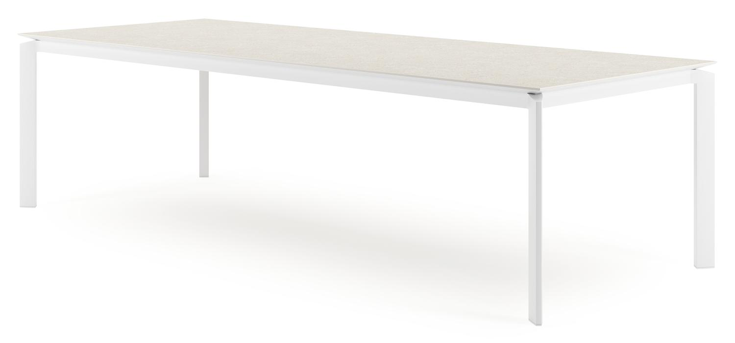 Cirello tuintafel in wit aluminium en volkeramiek shilin - L 280 x B 110 x H 75 cm