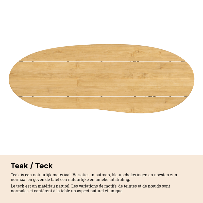 Organo tuintafel organisch in zwart aluminium en teak - L 320 x B 120 x H 74 cm