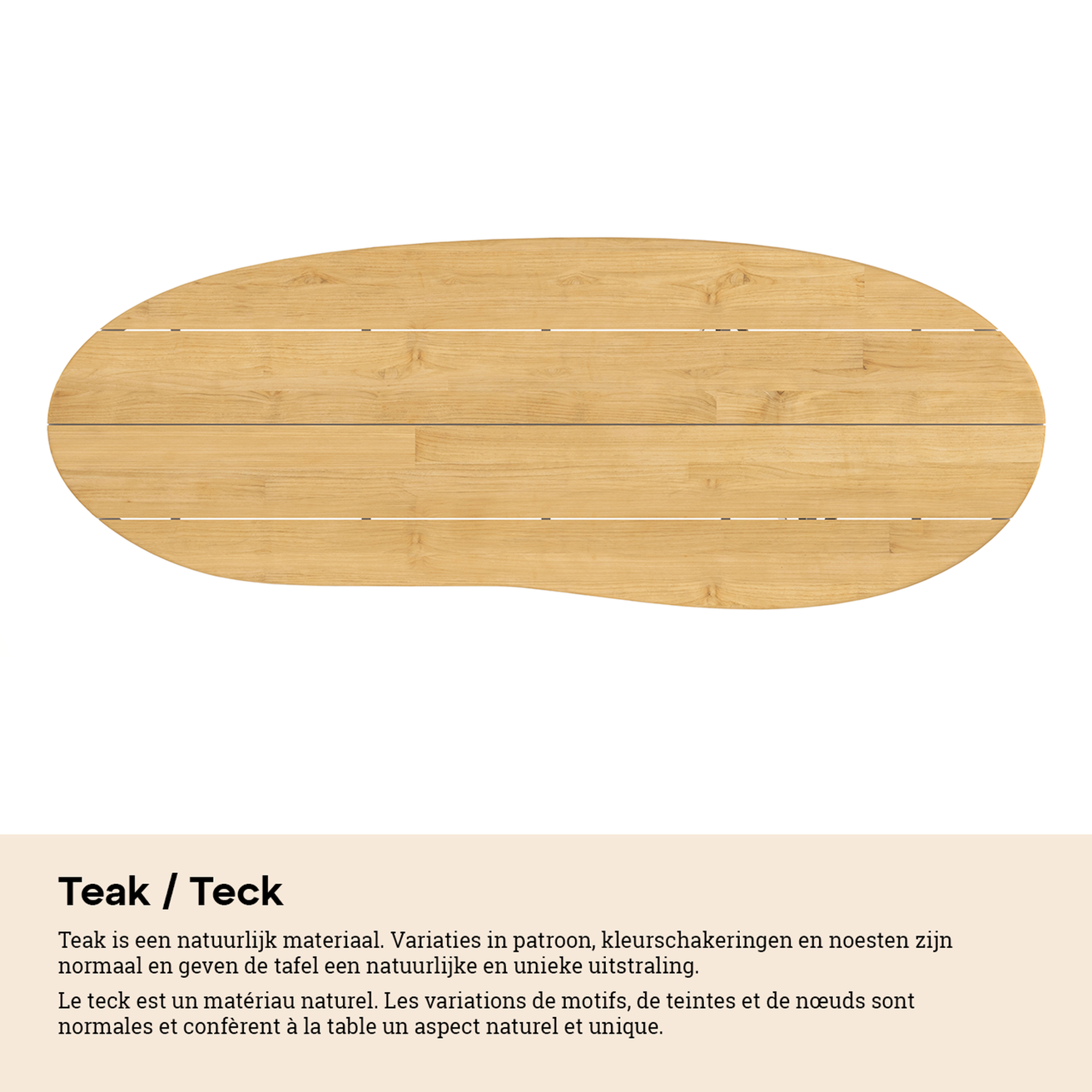 Table de jardin Organo organique en aluminium noir et teck - Lg. 320 x Lrg. 120 x Haut. 74 cm