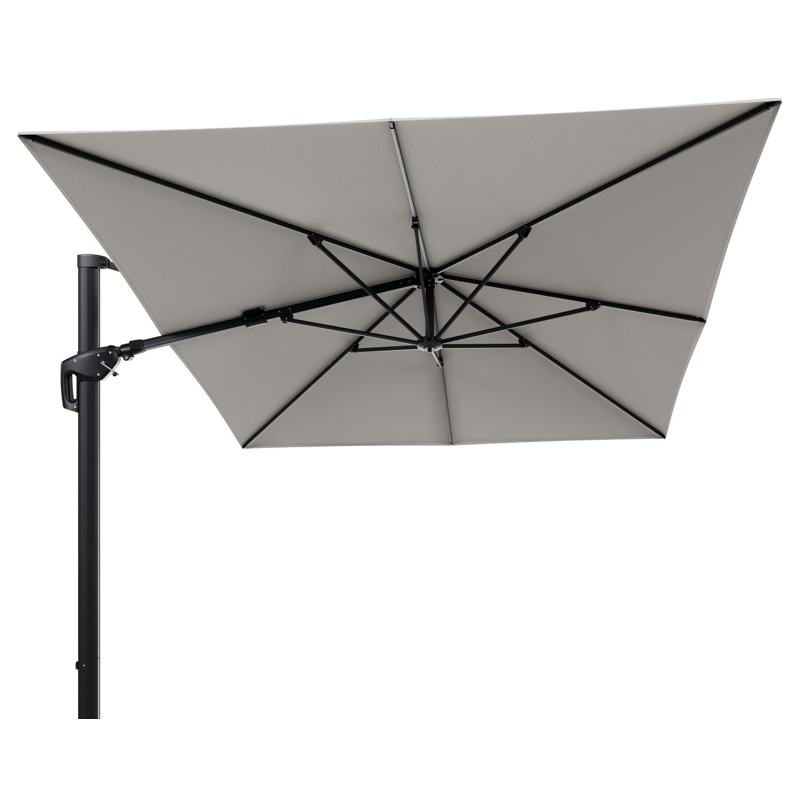 Minore zweefparasol tiltfunctie in zwart aluminium en parasoldoek in All Weather Sunbrella® Luxe Lopi Marble  - L1 400 x L2 300 cm (zonder voet)