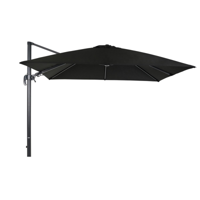 Avola zweefparasol met tiltfunctie in zwart aluminium met zwart sunbrella® premium parasoldoek - L1 300 x L2 300 cm (zonder voet)