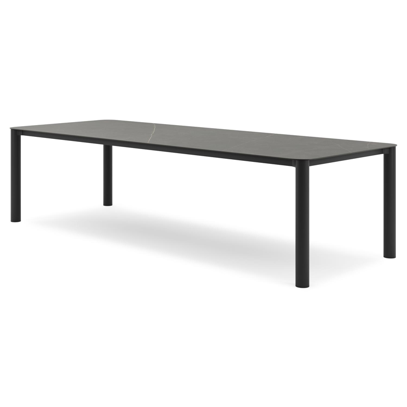 Orso tuintafel rechthoekig afgerond in zwart aluminium en volkeramiek calatorao - L 290 x B 110 x H 74.5 cm