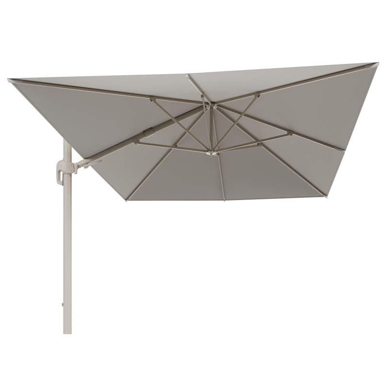 Rufina zweefparasol tiltfunctie in beige aluminium en parasoldoek in All Weather Sunbrella® Luxe Lopi Marble  - L1 400 x L2 300 cm (zonder voet)