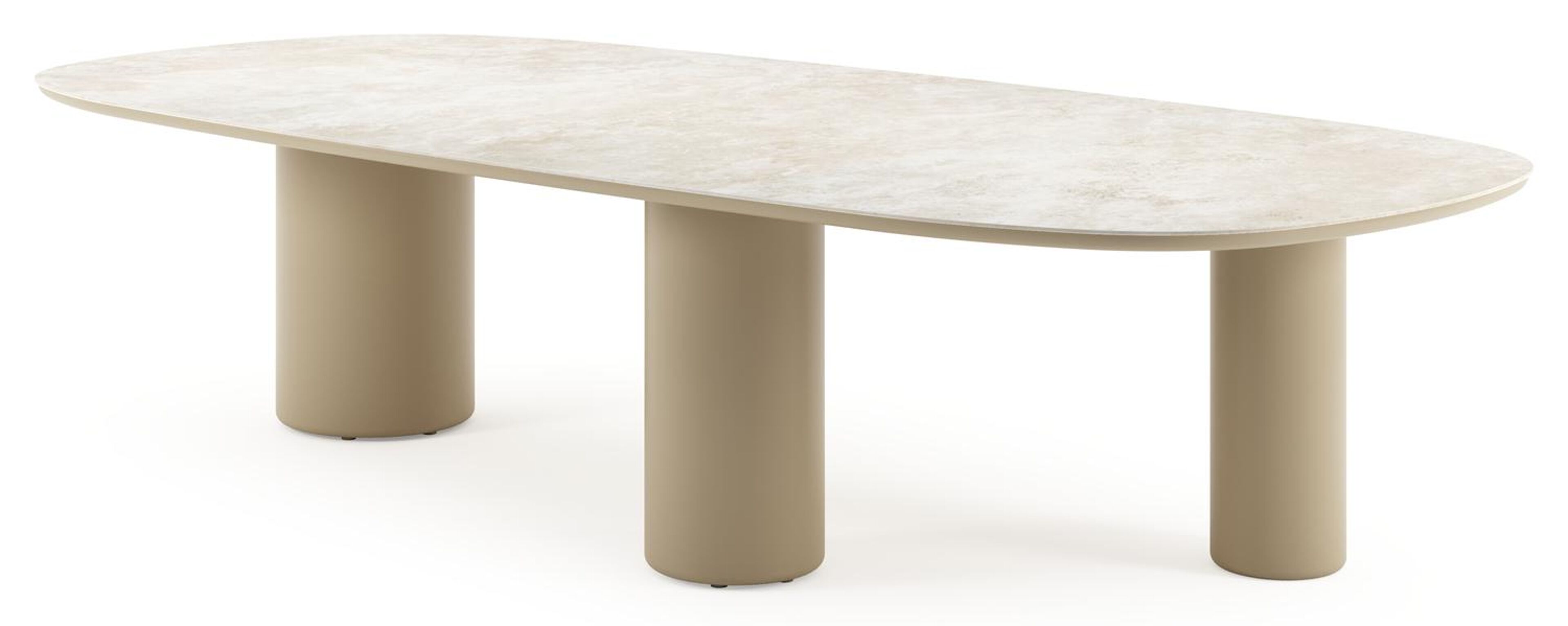 Amico tuintafel bombo xl in beige aluminium en volkeramiek Rapolano - L 320 x B 148 x H 74 cm