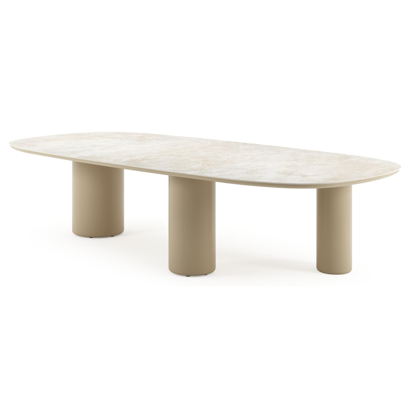 Amico tuintafel bombo xl in beige aluminium en volkeramiek Rapolano - L 320 x B 148 x H 73.5 cm