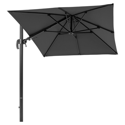 Avola zweefparasol met tiltfunctie in zwart aluminium met zwart weather+ softtouch parasoldoek - L1 200 x L2 300 cm (zonder voet)