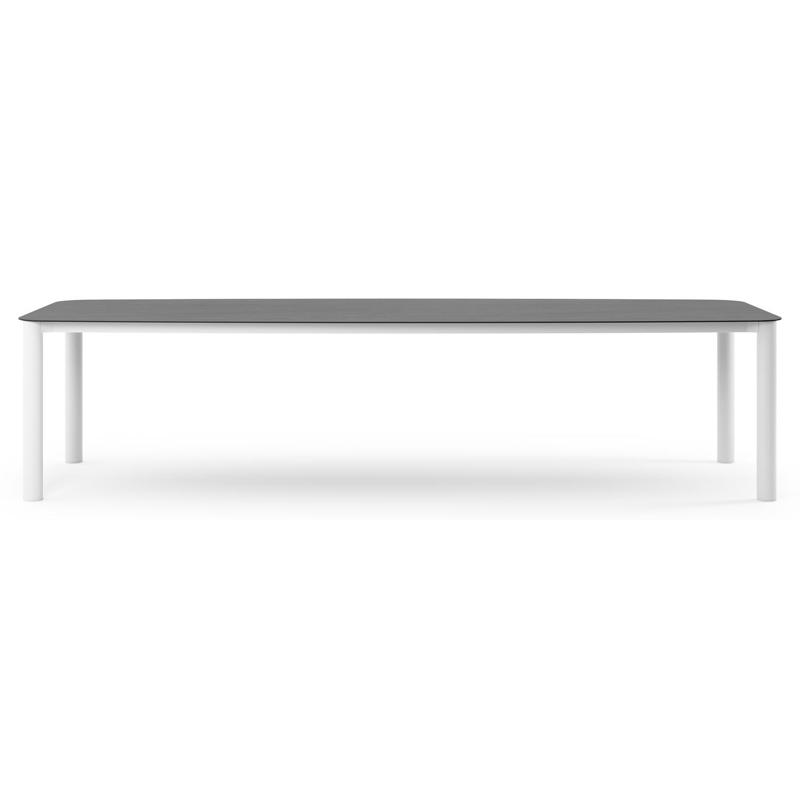 Orso tuintafel bootvorm in wit aluminium en volkeramiek Basalt Black - L 315 x B 115 x H 75 cm