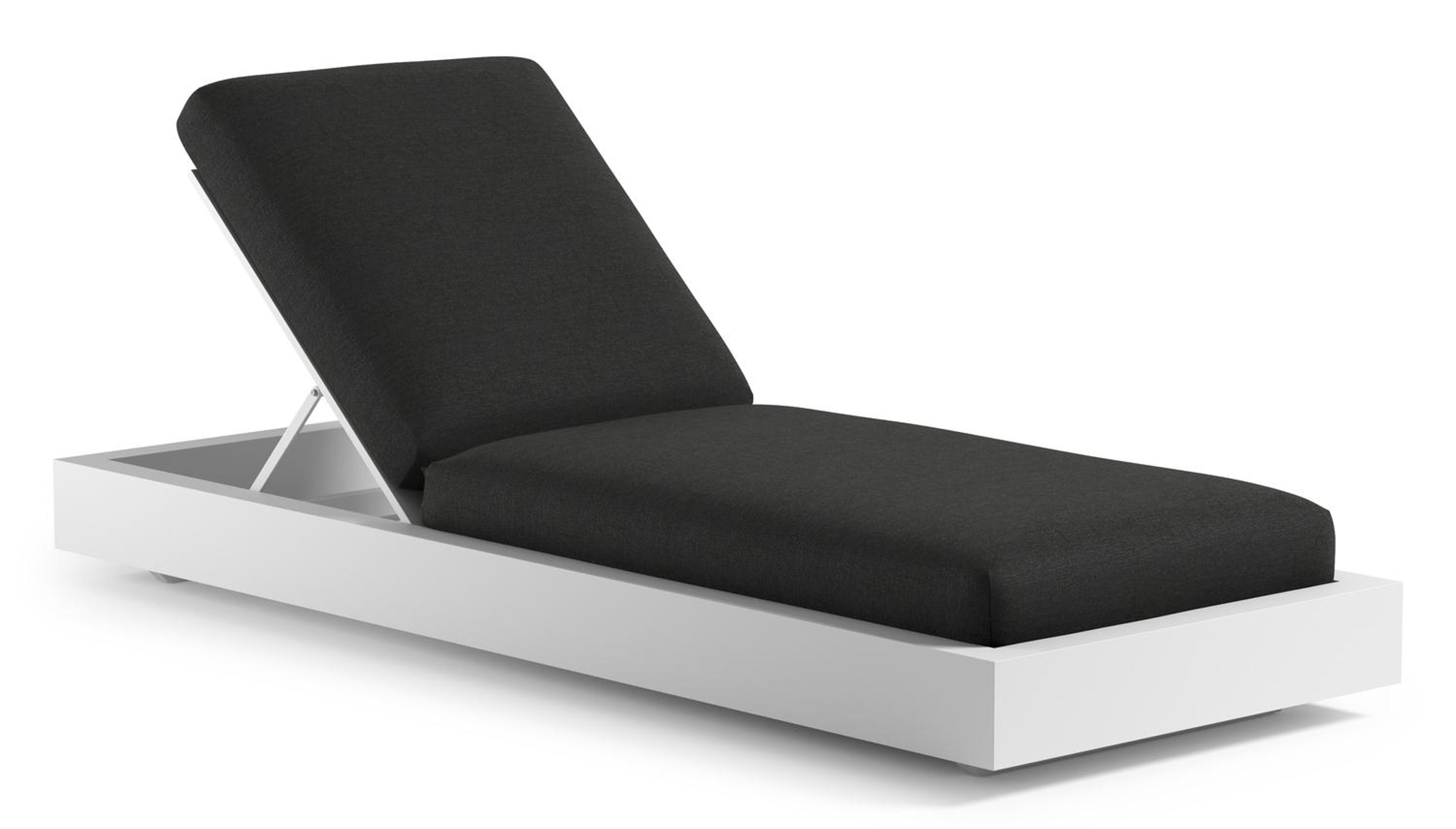 Como verstelbaar ligbed in wit aluminium met chartres sooty all weather Sunbrella® luxe kussen