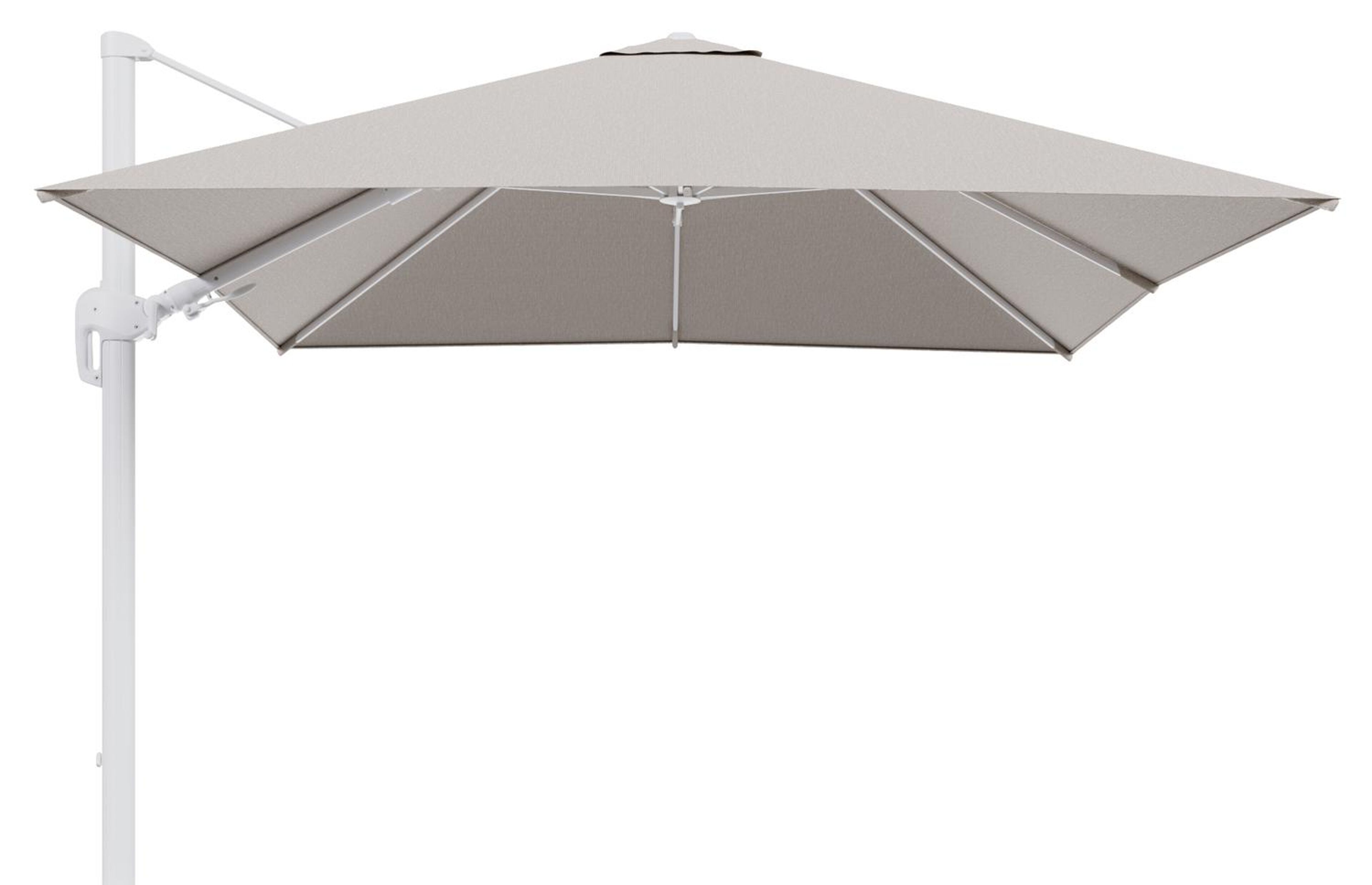 Rufina zweefparasol tiltfunctie in wit aluminium en parasoldoek in All Weather Sunbrella® Luxe Slow Farafra  - L1 300 x L2 300 cm (zonder voet)