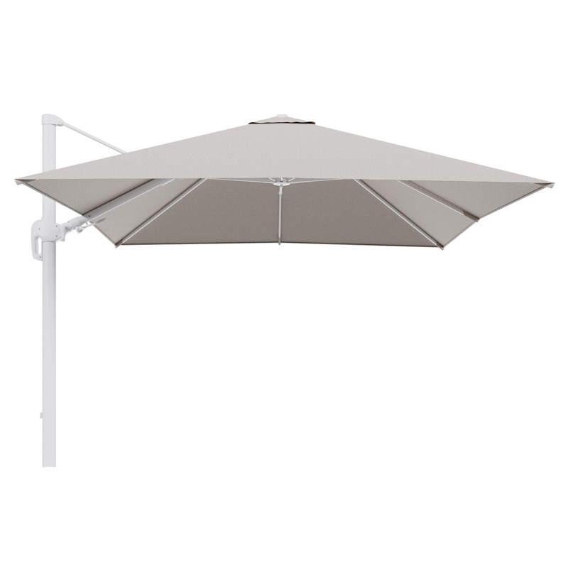 Rufina zweefparasol tiltfunctie in wit aluminium en parasoldoek in All Weather Sunbrella® Luxe Slow Farafra - L1 300 x L2 300 cm (zonder voet)