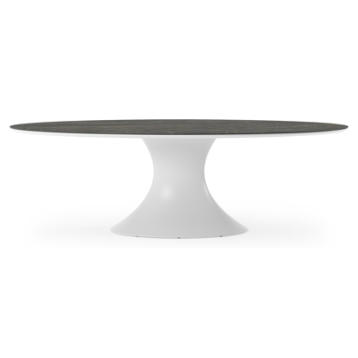 Fano tuintafel ovaal in wit aluminium en volkeramiek Black Obsession - L 240 x B 135 x H 75 cm