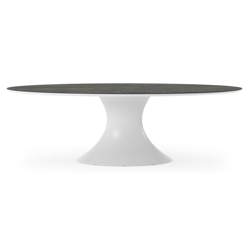 Fano tuintafel ovaal in wit aluminium en volkeramiek Black Obsession - L 240 x B 135 x H 75 cm