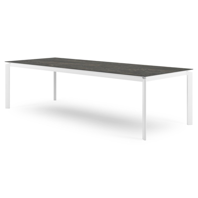Cirello tuintafel rechthoekig in wit aluminium en volkeramiek Black Obsession - L 280 x B 110 x H 75 cm
