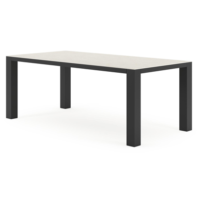 Nano tuintafel in zwart aluminium en volkeramiek shilin - L 200 x B 100 x H 75 cm