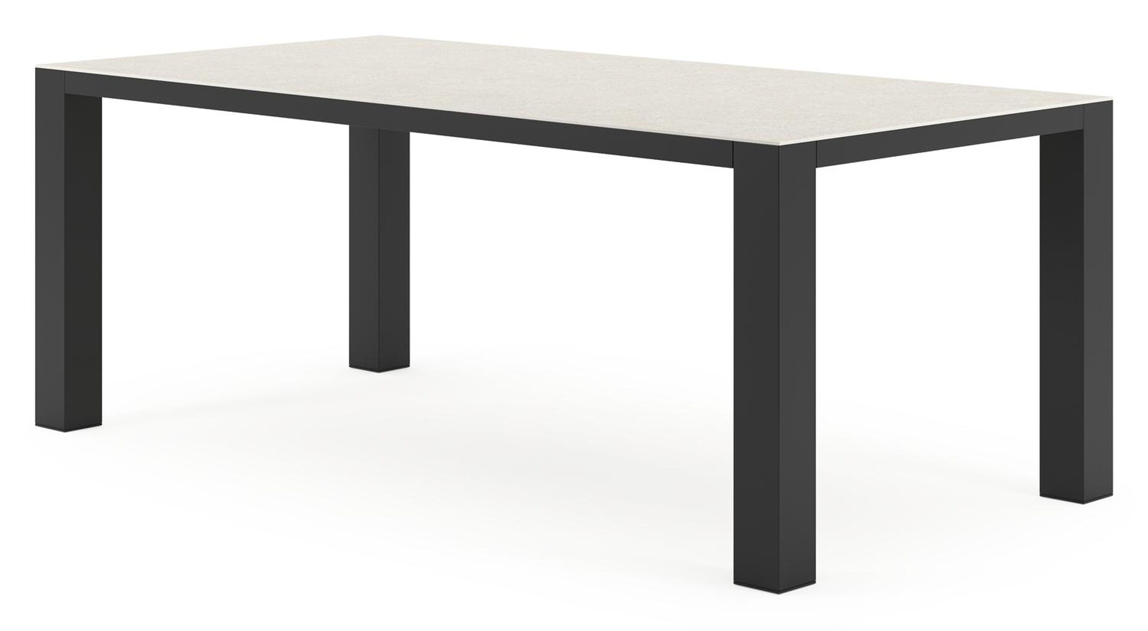 Nano tuintafel rechthoekig in zwart aluminium en volkeramiek shilin - L 200 x B 100 x H 75 cm