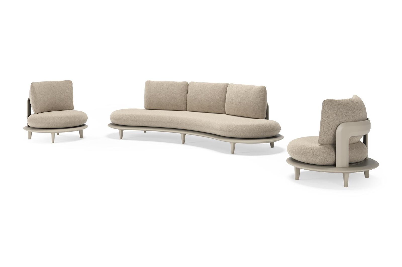 Bomero loungeset in beige aluminium met marbella beige all weather cosytica kussen