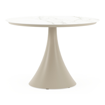 Fano tuintafel rond in beige aluminium en volkeramiek Calacatta - Dia. 110 x H 75 cm