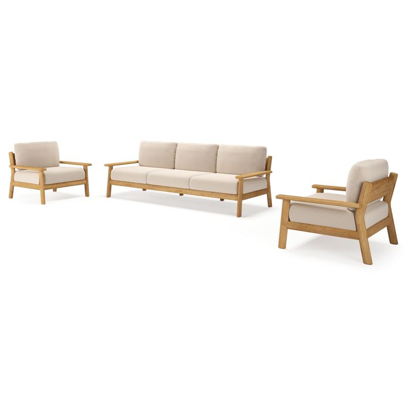 Amaro loungeset in teak met heritage ash all weather sunbrella® luxe kussen