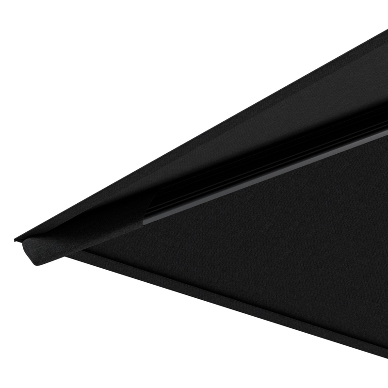 Rufina zweefparasol tiltfunctie in zwart aluminium en parasoldoek in All Weather Sunbrella® Luxe Natte Sooty  - L1 300 x L2 300 cm (zonder voet)