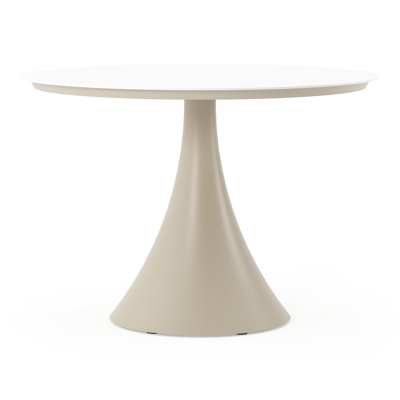 Fano tuintafel rond in beige aluminium en volkeramiek Arctic White - Dia. 110 x H 75 cm