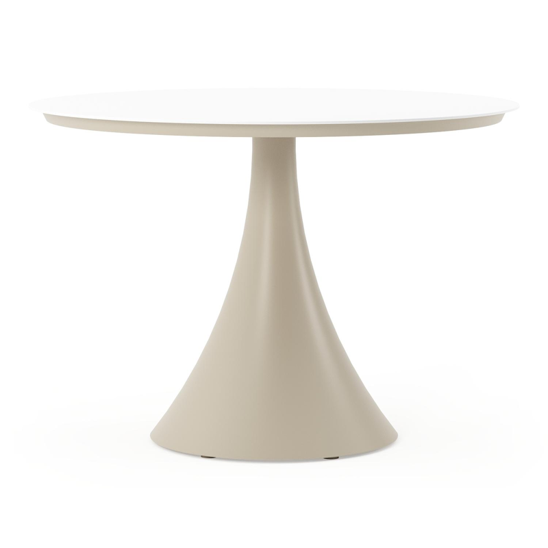 Fano tuintafel rond in beige aluminium en volkeramiek Arctic White - Dia. 110 x H 75 cm