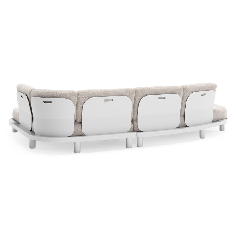 Donato loungehoek in wit aluminium met all weather sunbrella® luxe Tundra Sand kussen