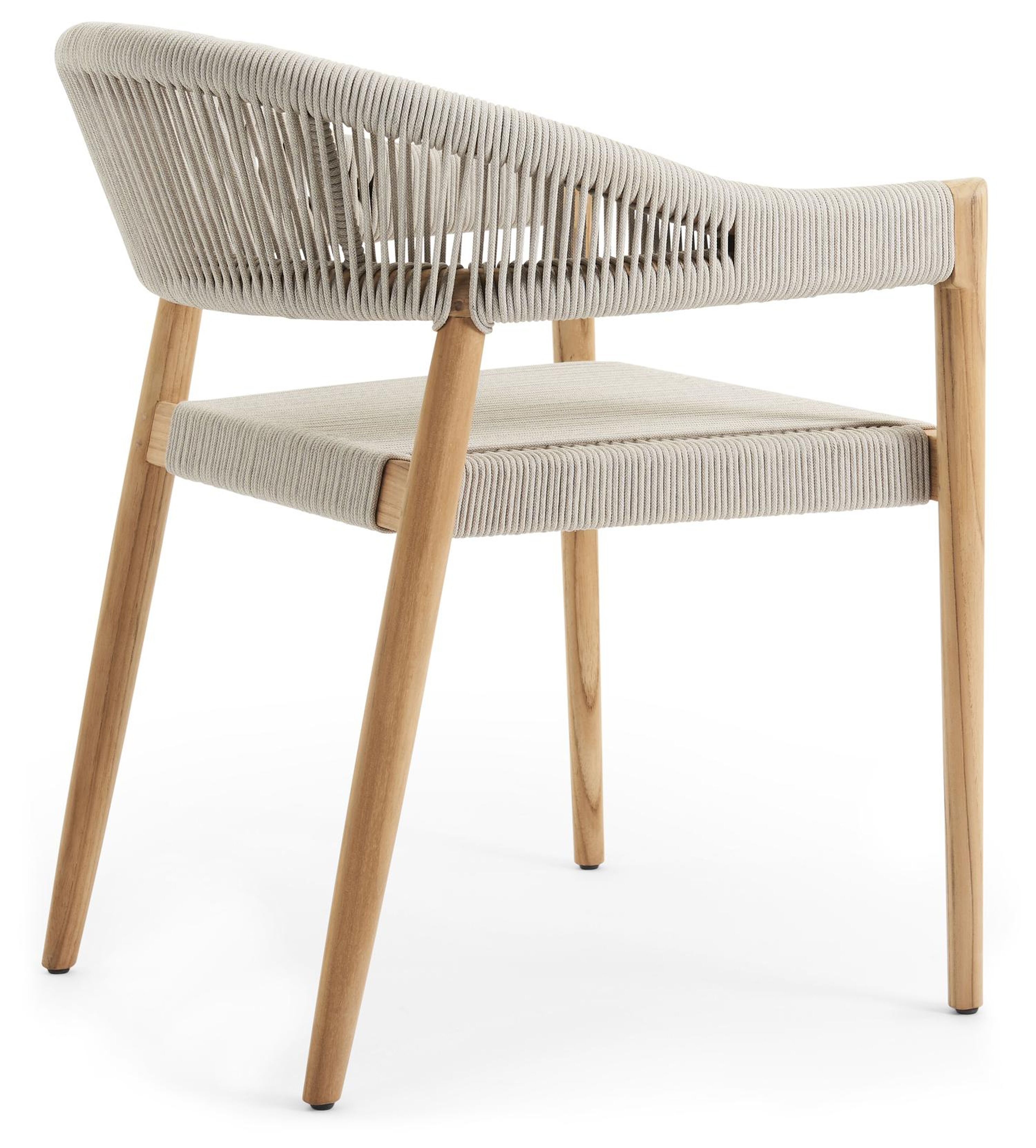 Tribola tuinstoel in teak en beige verticaal geweven ronde rope 