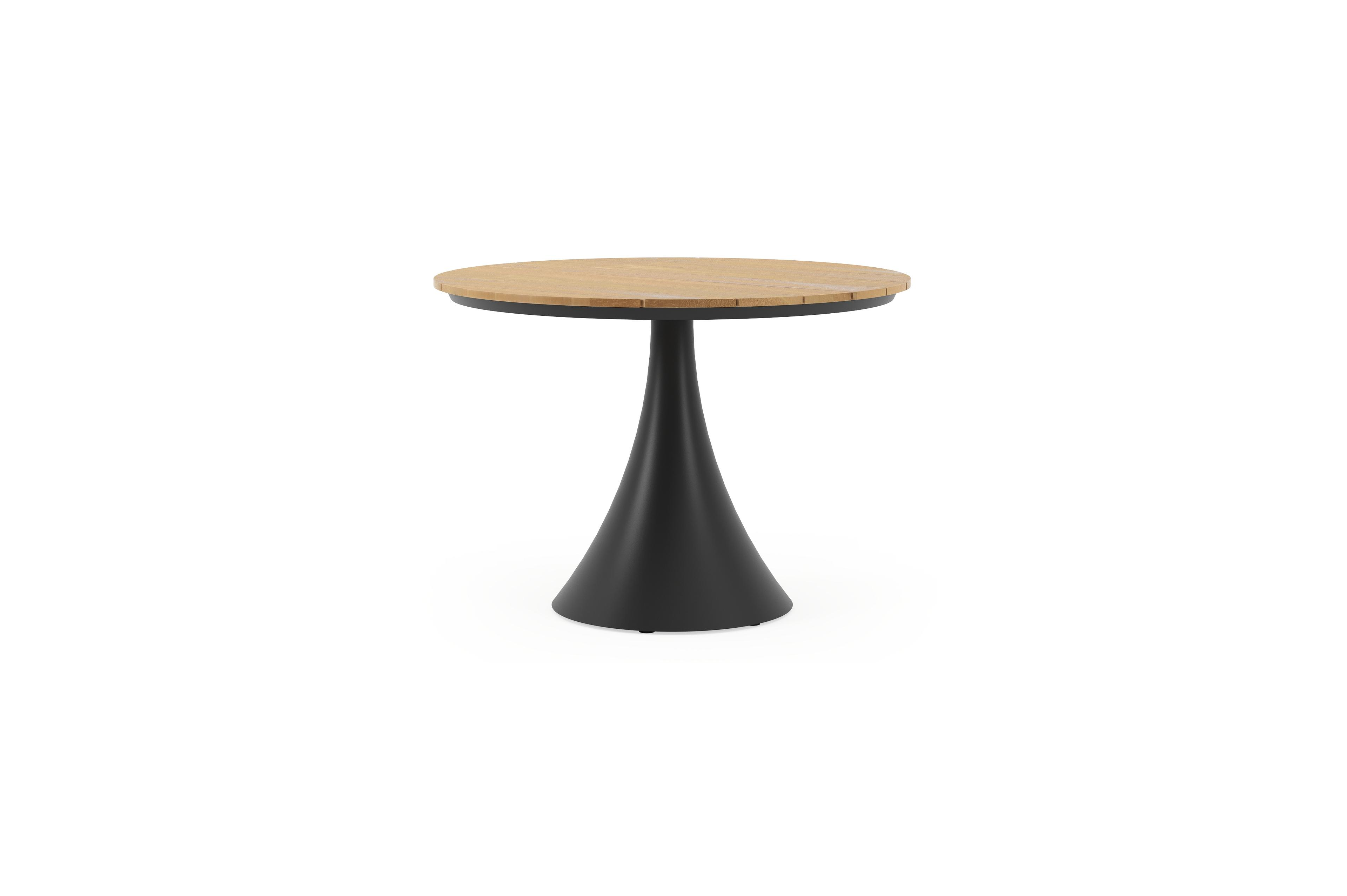 Fano tuintafel in zwart aluminium en teak - Dia. 110 x H 75 cm