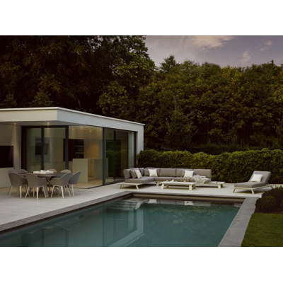 Cesano tuintafel in wit aluminium en volkeramiek aspen grey - L 148 x B 148 x H 74,5 cm