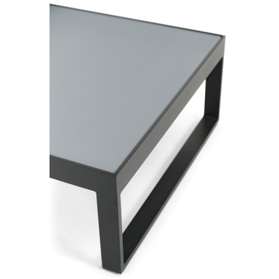 Caldela loungehoek in zwart aluminium met groen polyester kussens en loungetafel