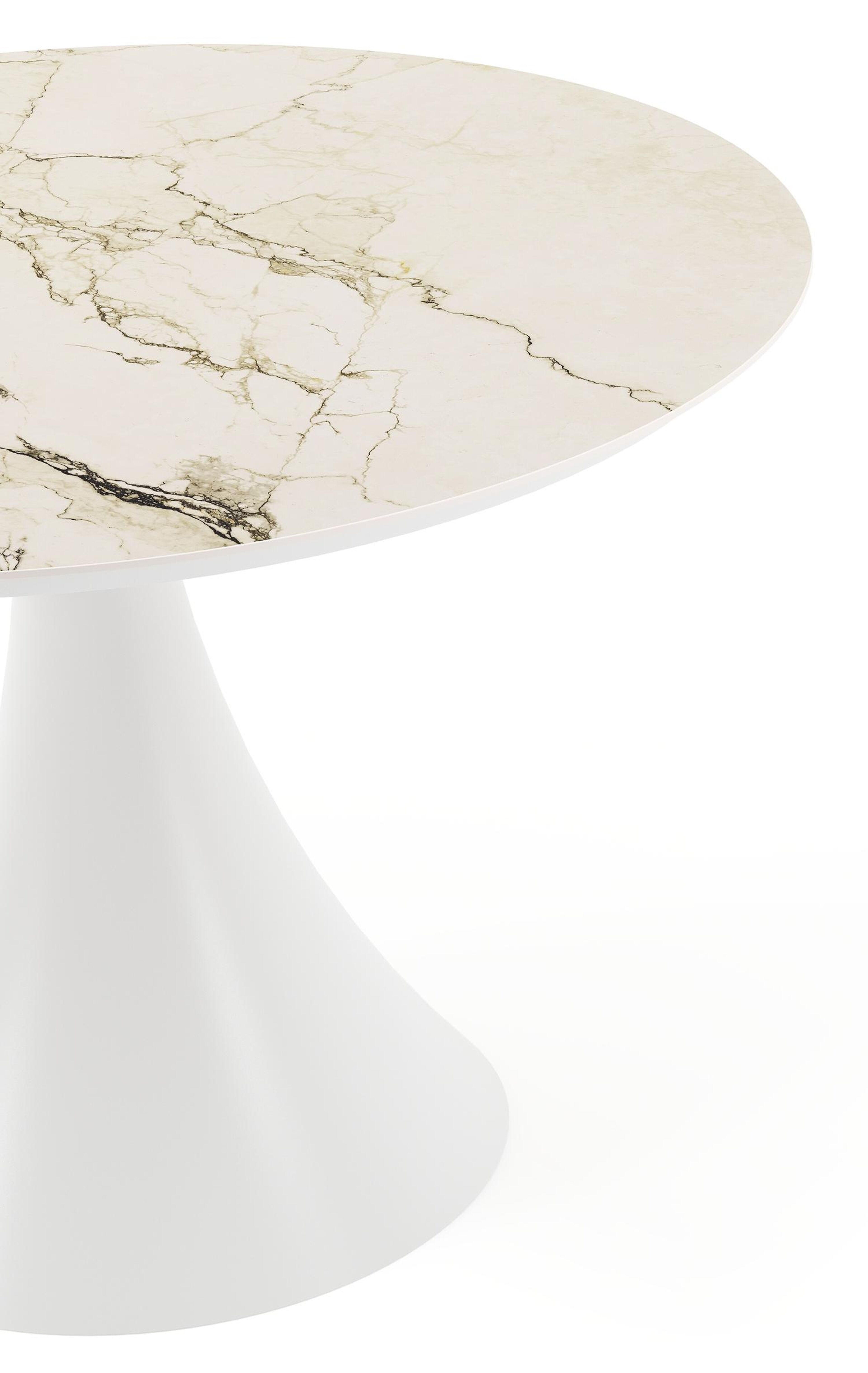Fano tuintafel rond in wit aluminium en volkeramiek colorado dunes - Dia. 110 x H 75 cm