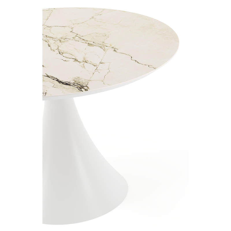 Fano tuintafel rond in wit aluminium en volkeramiek colorado dunes - Dia. 110 x H 75 cm