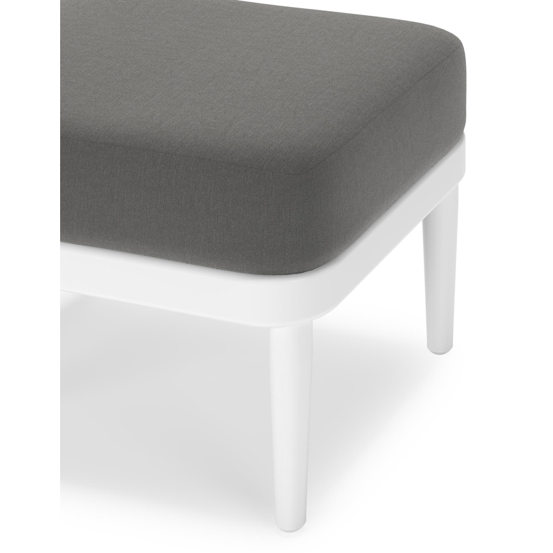 Pouf Orso en aluminium blanc et coussins en all weather sunbrella® luxe Natte Charcoal Chine