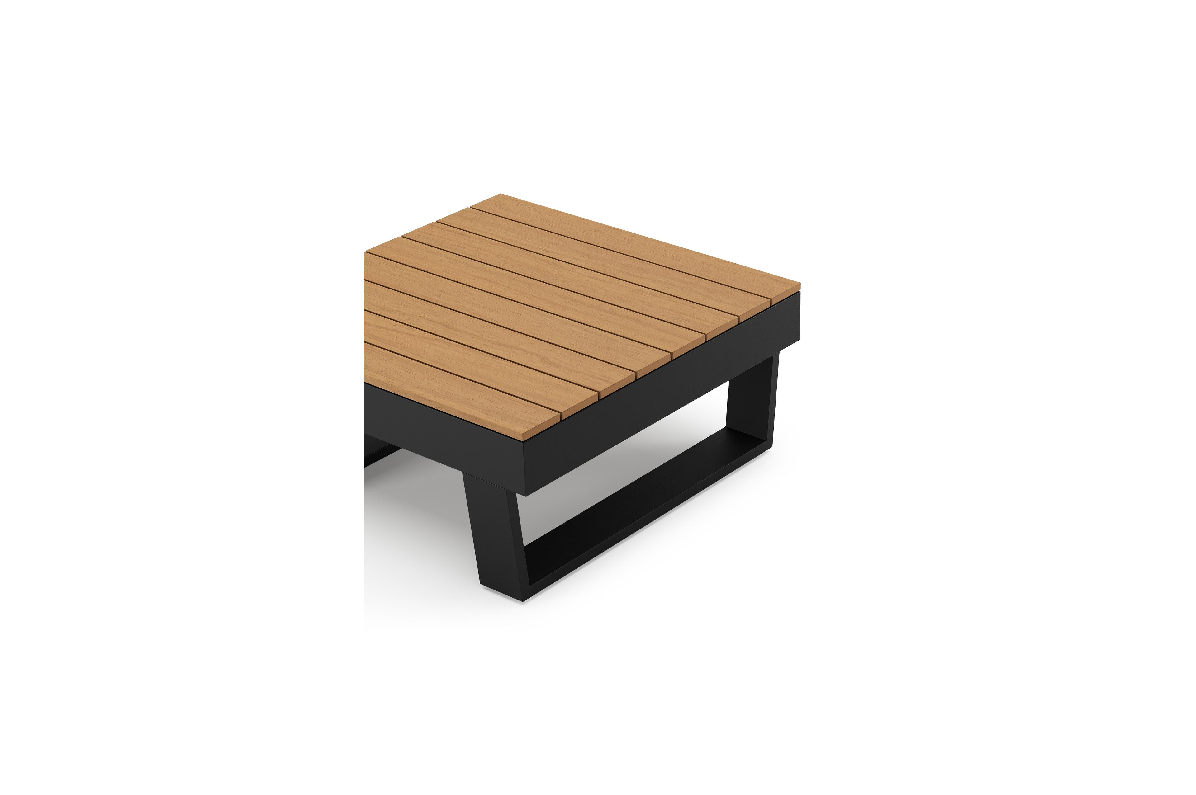 Alora loungetafel in zwart aluminium en polywood - L 77 x B 77 x H 35 cm