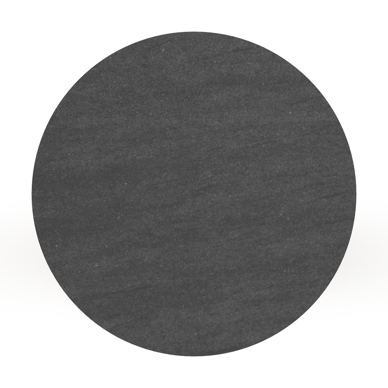 Table de basse Bomero ronde en teck et céramique pleine Basalt Black - Diam. 85 x Haut. 25 cm