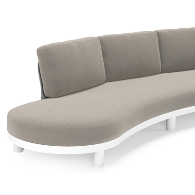 Canapé de jardin Donato en aluminium blanc et coussins en all weather sunbrella® luxe Lopi Silver