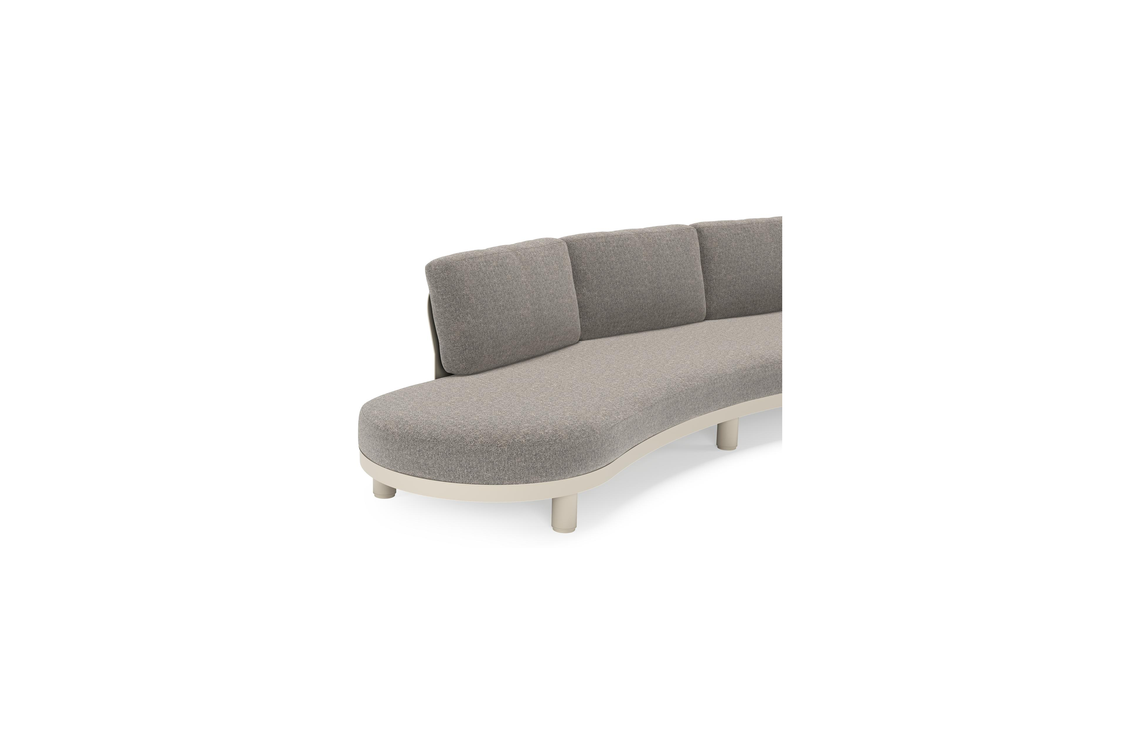 Donato loungebank in beige aluminium met all weather sunbrella® luxe Chartres Drizzle kussen