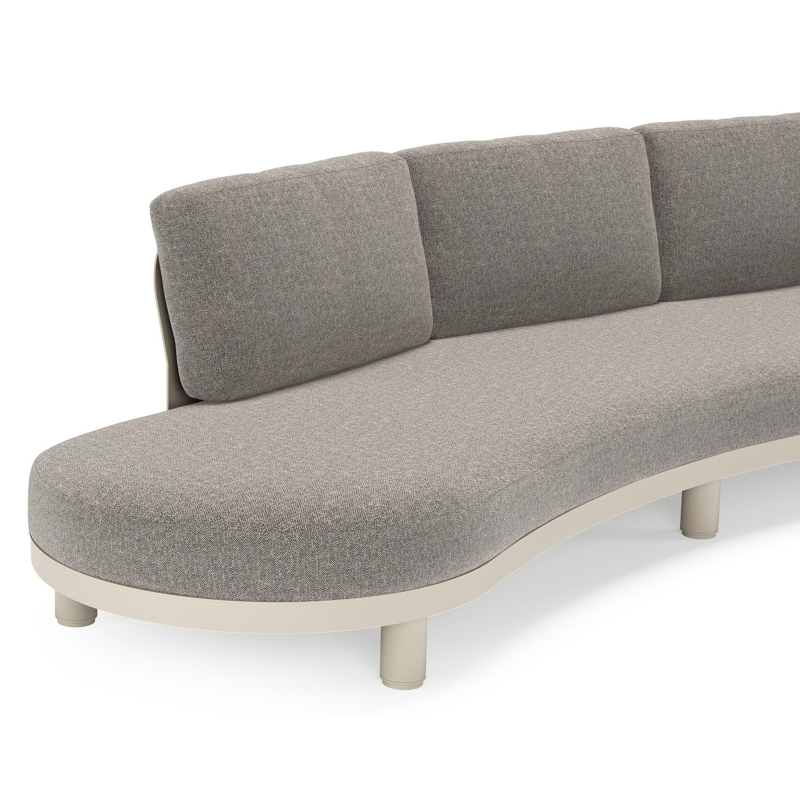 Donato loungebank in beige aluminium met all weather sunbrella® luxe Chartres Drizzle kussen