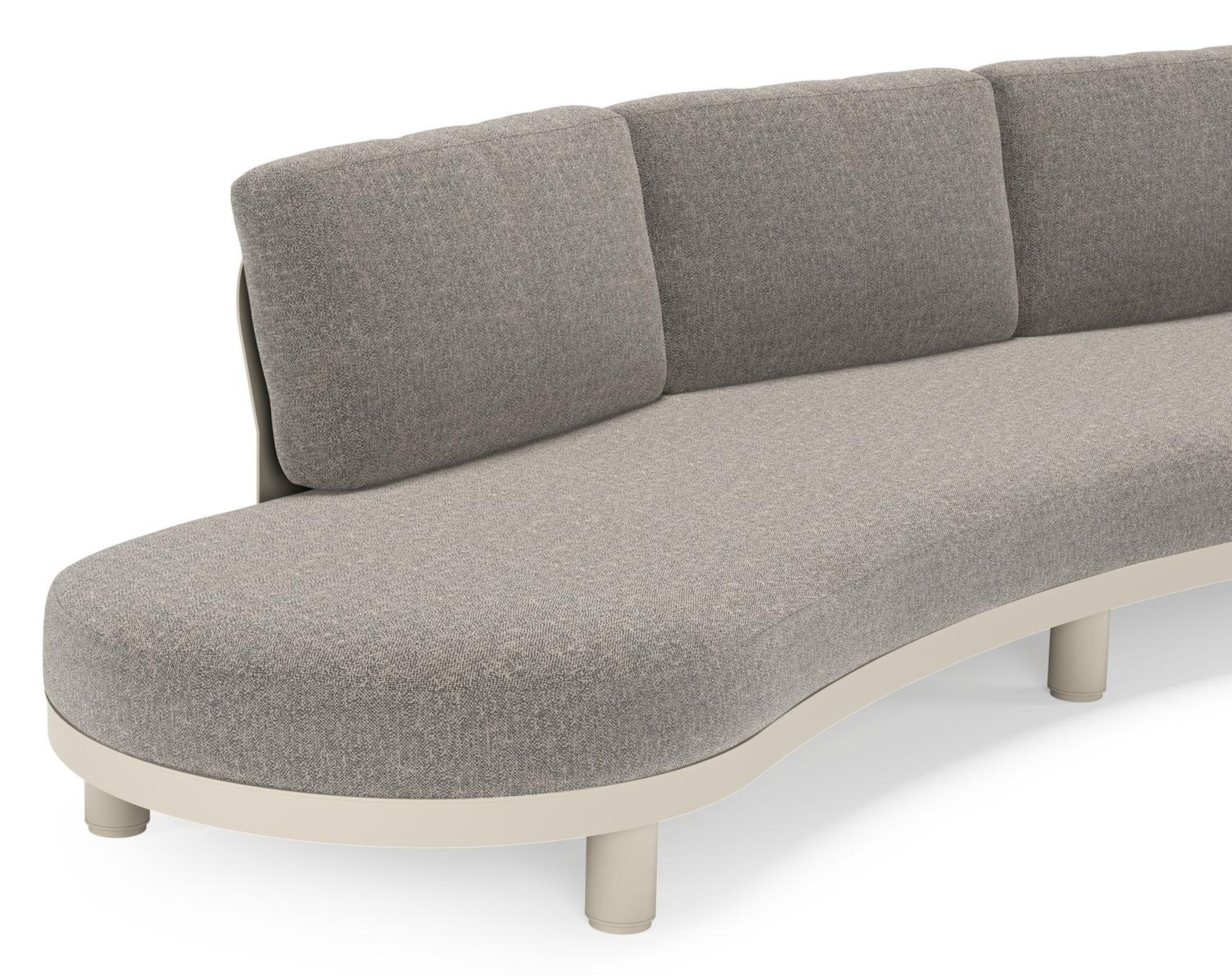 Canapé de jardin Donato en aluminium beige et coussins en all weather sunbrella® luxe Chartres Drizzle