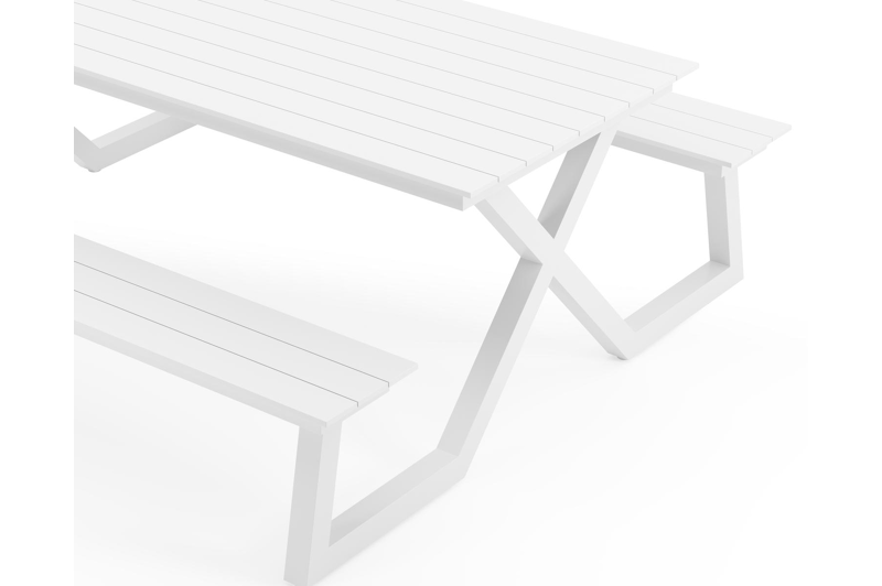 Mundo picknicktafel in wit aluminium - L 200 x B 174 x H 75 cm