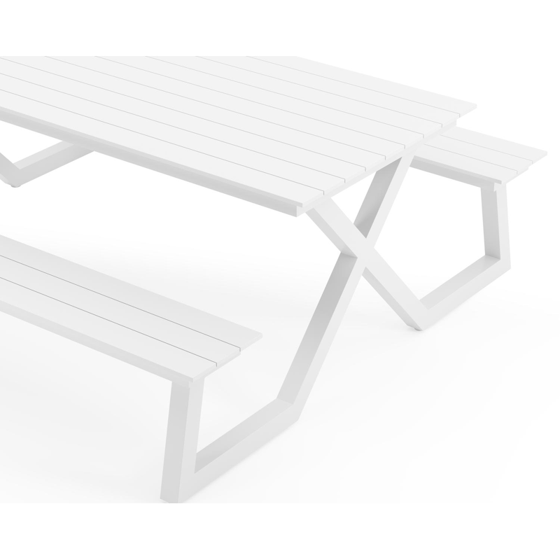 Mundo picknicktafel in wit aluminium - L 200 x B 174 x H 75 cm