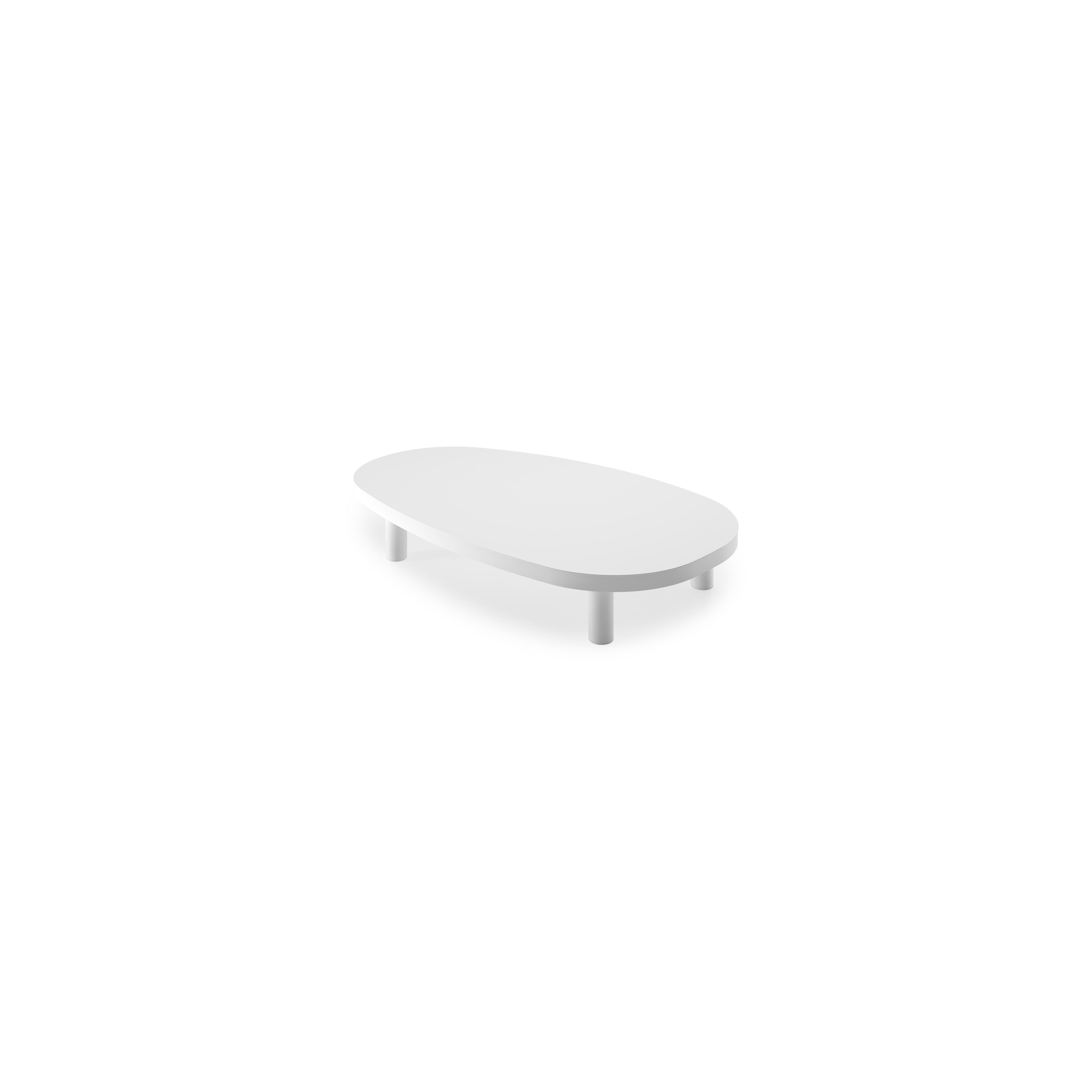 Table basse Donato en aluminium blanc - Lg. 151 x Lrg. 90 x Haut. 25 cm