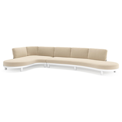 Donato loungehoek in wit aluminium met all weather cosytica Althea Chalk kussen