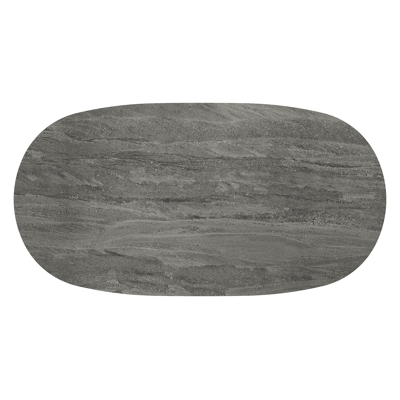 Amico loungetafel bombo in beige aluminium en volkeramiek Aspen Grey - L 171 x B 89 x H 24 cm