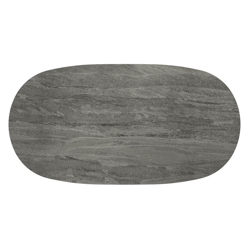 Amico loungetafel bombo in beige aluminium en volkeramiek Aspen Grey - L 171 x B 89 x H 24 cm