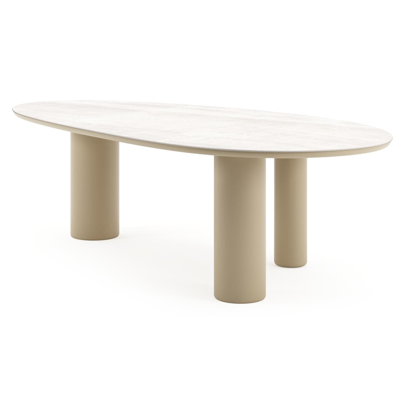 Amico tuintafel mango in beige aluminium en volkeramiek Taj Mahal - L 260 x B 130 x H 74 cm